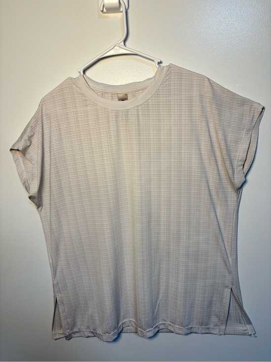 Mono B Tops - Mono B Cream Plaid Short Sleeve Crewneck Top
